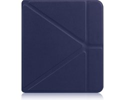 Hoesje Geschikt voor Kobo Libra H2O Hoes Book Case Trifold - Hoes Geschikt voor Kobo Libra H2O Hoesje Book Cover - Donkerblauw