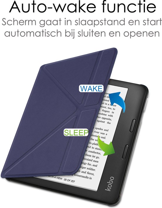 Hoes Geschikt voor Kobo Sage Hoesje Bookcase Cover Book Case Hoes Sleepcover Trifold - Donkerblauw van Fintie — afbeelding 5
