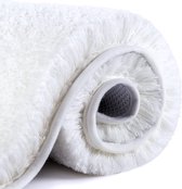 Zachte badmat, antislip, super absorberende mat van dikke en pluizige microvezel, machine wasbaar, 50 x 80 cm (wit)