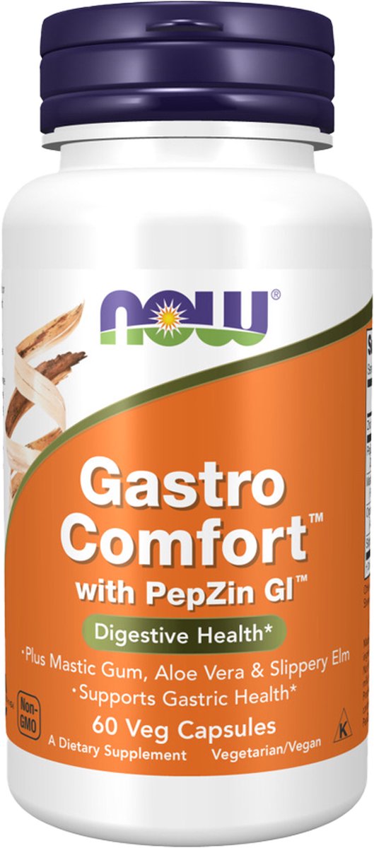 NOW Foods Gastro Comfort met PepZin GI - 60 vegetarische capsules - Zink-L-carnosine, mastiekgom, aloë vera en gladde iep