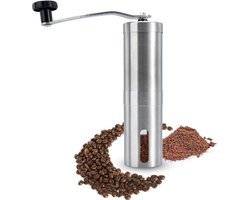 Intirilife koffiemolen in ZILVER - Handmatige koffiemolen van roestvrij staal - Handkoffiemolen espressomolen