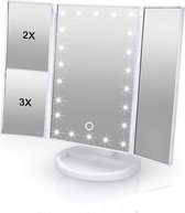 Miroir de maquillage Intirilife avec LED - miroir de maquillage éclairé miroir de table de maquillage pliable blanc