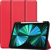 Hoesje Geschikt voor iPad Pro 2021 (12,9 inch) Hoes Case Tablet Hoesje Tri-fold Met Uitsparing Geschikt voor Apple Pencil - Hoes Geschikt voor iPad Pro 12,9 inch (2021) Hoesje Hard Cover Bookcase Hoes - Rood