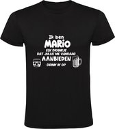 Ik ben Mario, elk drankje dat jullie me vandaag aanbieden drink ik op Heren T-shirt | feest | drank | jarig | verjaardag | vrijgezellenfeest | cadeau | kado