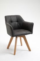 Design stoel LOFT antiek grijs draaiframe van massief beukenhout met armleuning - 42388