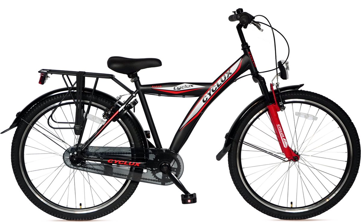 Cyclux Astro Jongensfiets 24 Inch Zwart Rood