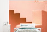 Behang - Fotobehang Architectuur - Trappen - Pastel - Roze - Breedte 325 cm x hoogte 260 cm - Behangpapier