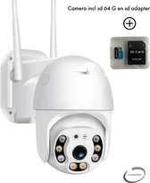 Caméra de sécurité à l'extérieur - Incl. carte sd 64G - MP 3 pro - sans fil et HD- wifi - Caméra Casamix - Caméra Ultra HD - 1 lens- IP66 waterproof- rotatif et inclinable - Support 2.4G WIFI