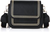 Michelle Bags & accessories - schoudertas - compact - zwart - sier stiksels - afneembaar schouderlint