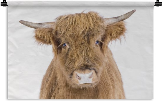 Wandkleed - Wanddoek - Schotse hooglander - Dieren - Bruin - Natuur - 180x120 cm - Wandtapijt