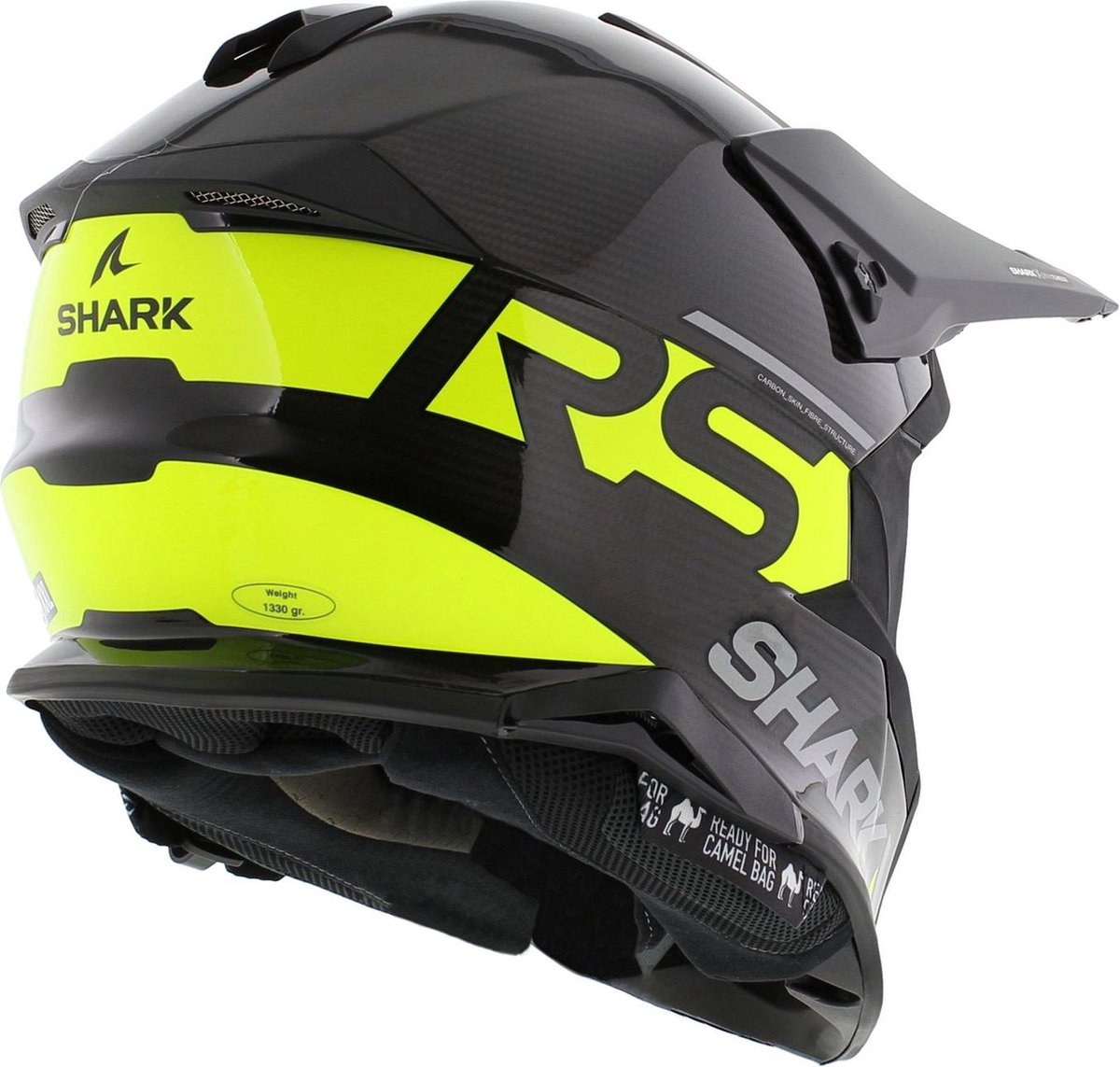 SHARK VARIAL RS CARBON FLAIR Motorhelm crosshelm Carbon Geel Carbon - Maat XXL – foto 4