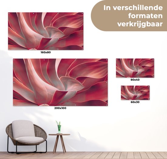 Tuinposter Stilleven - Bladeren - Plant - Roze - 60x30 cm - Tuindoek - Buitenposter