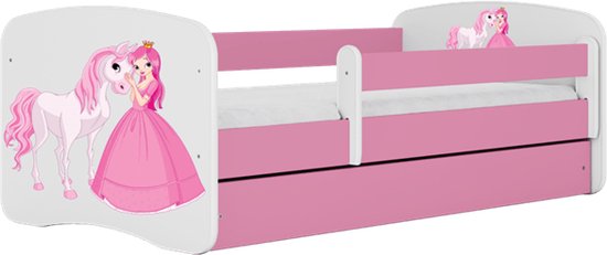 Kocot Kids - Bed babydreams roze prinses paard met lade met matras 160/80 - Kinderbed - Roze