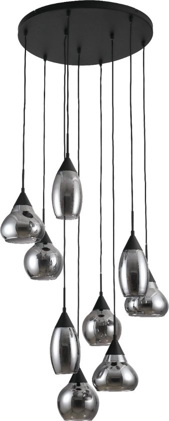 Furntastik Ascoli Piceno Hanglamp, 9-lichts, smoke glas