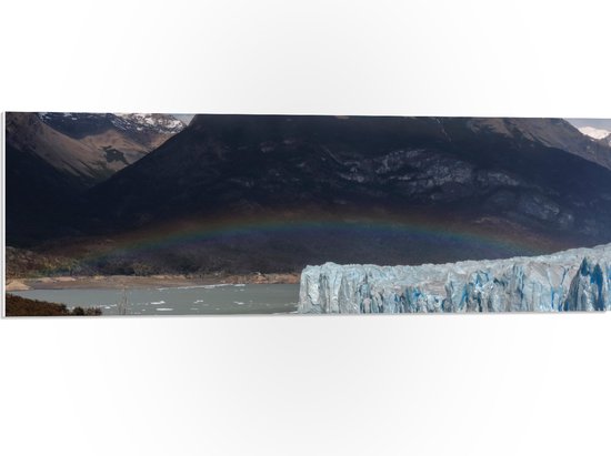 WallClassics - PVC Schuimplaat- Regenboog in Landschap met IJskappen - 90x30 cm Foto op PVC Schuimplaat