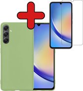 Hoesje Geschikt voor Samsung A34 Hoesje Siliconen Case Hoes Met Screenprotector - Hoes Geschikt voor Samsung Galaxy A34 Hoes Cover Case - Groen