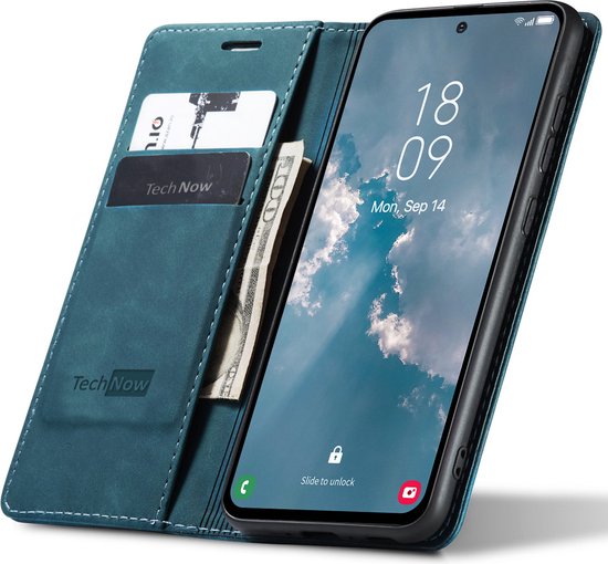 Coque Samsung Galaxy A54 - Book Case Cuir Slimline Blauw