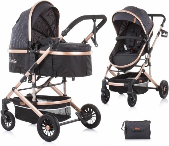 Product: Chipolino Kinderwagen Estelle - Baby wagen - 2 in 1 - Kinderwagen met wieg en stoel - Licht en flexibel - Inclusief luiertas - Antraciet, van het merk chipolino