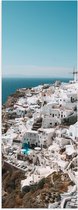 Poster (Mat) - Witte Huisjes met Uitzicht op Zee - Santorini - 20x60 cm Foto op Posterpapier met een Matte look