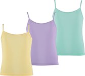 Apollo - Bamboe Meisjes Hemd - Multi Pastel - 3-Pak - Maat 122/128 - Kinderkleding meisjes - Hemd meisjes - Onderhemd meisjes