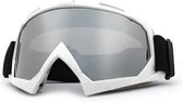 Skibril - Snowboardbril - Crossbril - Wit - Zilver Spiegel