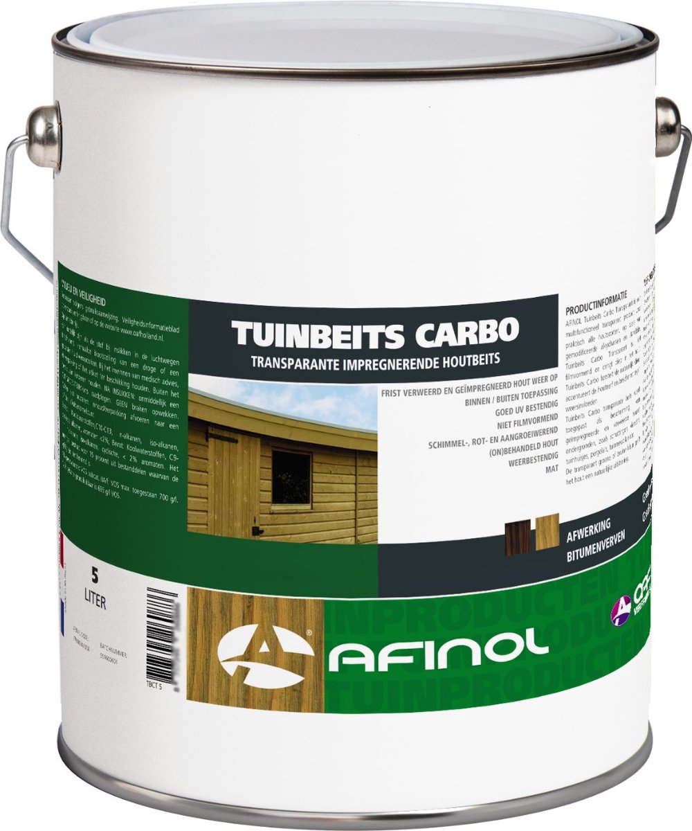 Afinol Tuinbeits Carbo Transparant Groen 5 liter - Tuinbeits voor geïmpregneerd hout - Buiten Beits - Brengt de originele groene kleur terug
