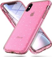 Shockproof Terminator Style Glitter Powder Protector Case voor iPhone XS Max (roze)