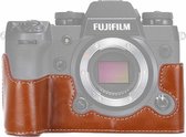 1/4 inch draad PU lederen camera half behuizing basis voor FUJIFILM X-H1 (bruin)