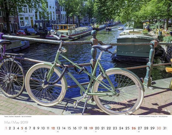 Kalender - Maandkalender Amsterdam 2019 - Groot 58x46cm - Jaarkalender - Bozeman, Alena