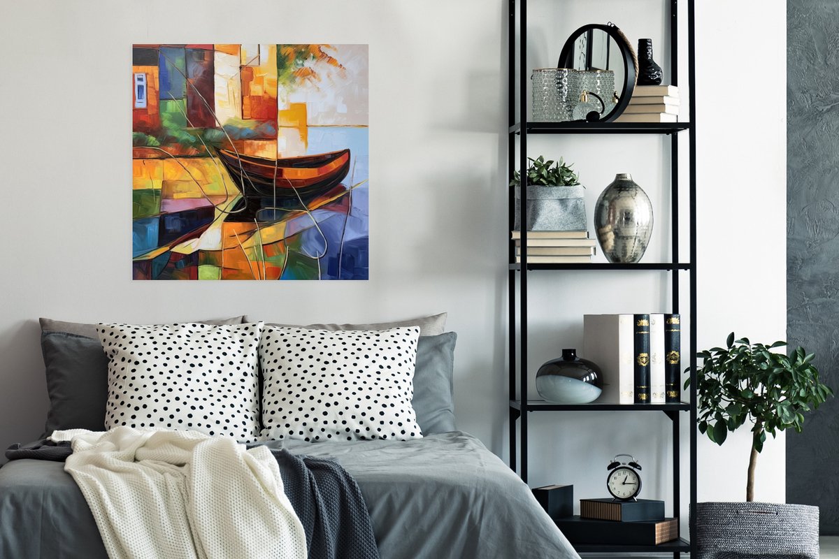 Poster Abstract - Kunst - Boot - Kleuren - 75x75 cm
