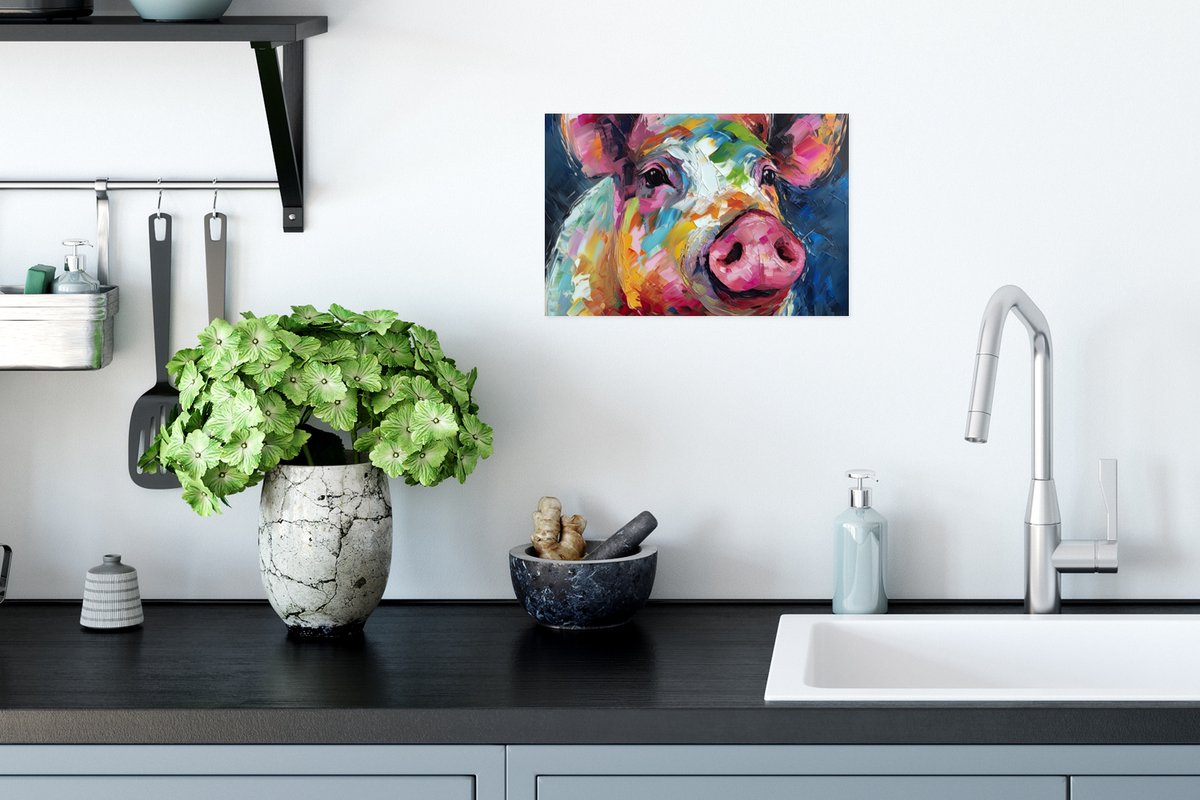 Poster Varken - Olieverf - Dieren - Kunst - 30x20 cm