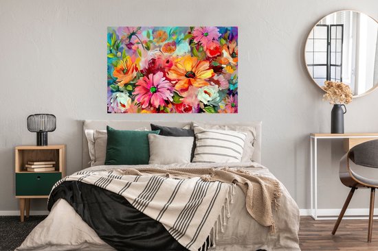 Poster Fleurs - Coloré - Art - Peinture à l'huile - 120x80 cm