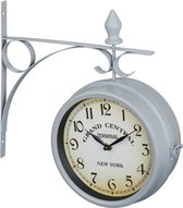 Horloge de gare Relaxdays - horloge avec chiffres - horloge de salon - New York - double face - gris