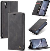 CaseMe-013 Multifunctioneel Retro Frosted horizontaal Flip lederen tas voor iPhone XR, met kaartsleuf & houder en portemonnee (zwart)