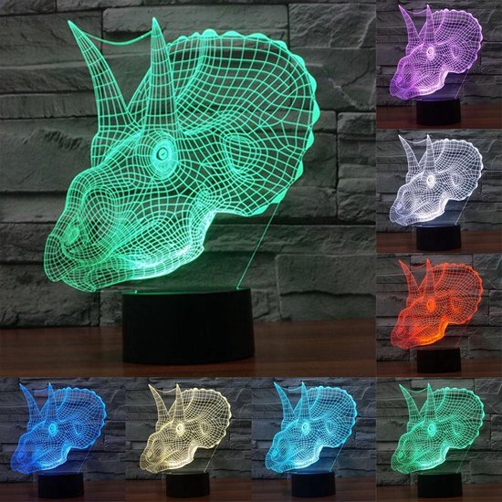 Dinosaurus Style 3D Touch Schakelaar Controle LED Licht, 7 Kleuren Verkleuring Creative Visual Stereo Lamp Bureaulamp Nachtlampje