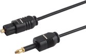 TOSLink Male naar 3,5 mm mannelijke digitale optische audiokabel, lengte: 0,8 m, OD: 2,2 mm (zwart)