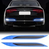 2 STUKS Carbon Car-Styling Achterbumper decoratieve strip, externe reflectie + binnenste koolstofvezel (blauw)