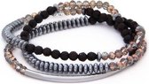Bracelet beads 3 rows semi precious