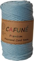 Cafuné Macrame koord- Premium -Lichtblauw-3 mm-75 mt-250gr-Gevlochten koord-niet uitkambaar-Gerecycled-Haken-Macramé-Koord-Touw-Garen-Duurzaam Katoen