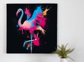 Fiery flamingo burst | Fiery Flamingo Burst | Kunst - 40x40 centimeter op Canvas | Foto op Canvas - wanddecoratie schilderij