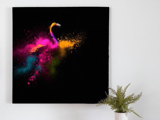 Flamingo Fiery Fireworks kunst - 40x40 centimeter op Canvas | Foto op Canvas - wanddecoratie