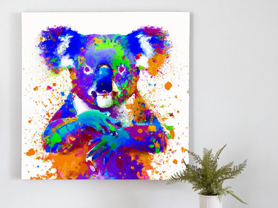 Rainbow burst koala | Rainbow Burst Koala | Kunst - 60x60 centimeter op Canvas | Foto op Canvas