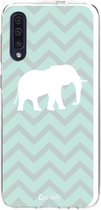 Casetastic Samsung Galaxy A50 (2019) Hoesje - Softcover Hoesje met Design - Elephant Chevron Pattern Print