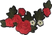 Bloemen Op Tak XL Strijk Applicatie Patch 32.5 cm / 14.7 cm / Rood Groen Wit Geel