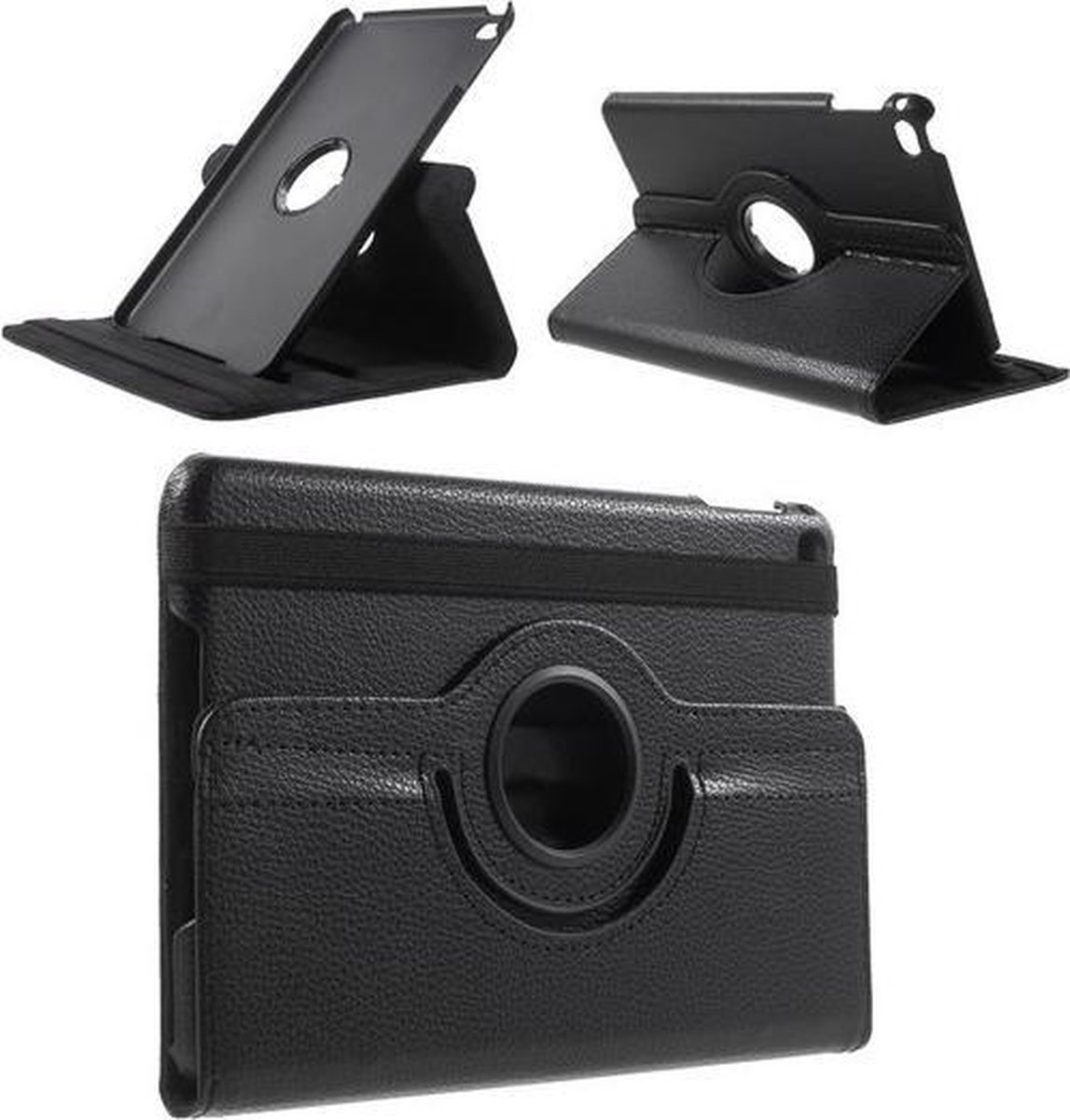GadgetBay Zwarte lederen iPad mini 4 & iPad mini 5 (2019) draaibare case hoes