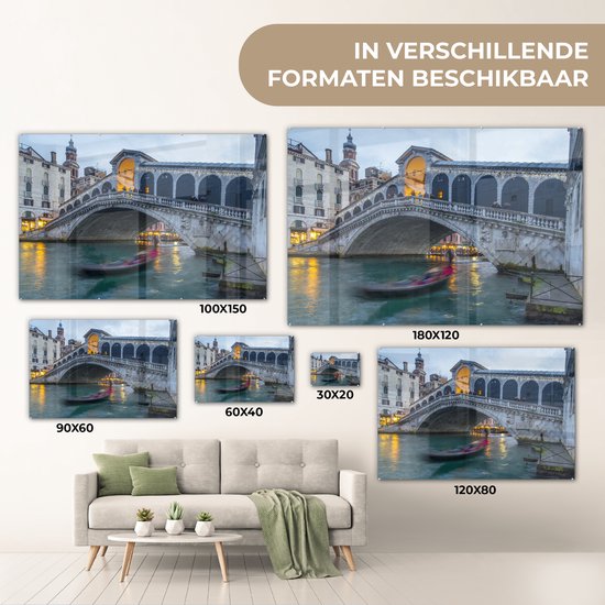 Pont du Rialto Venise Glas 90x60 cm - Tirage photo sur Glas (décoration murale en plexiglas)