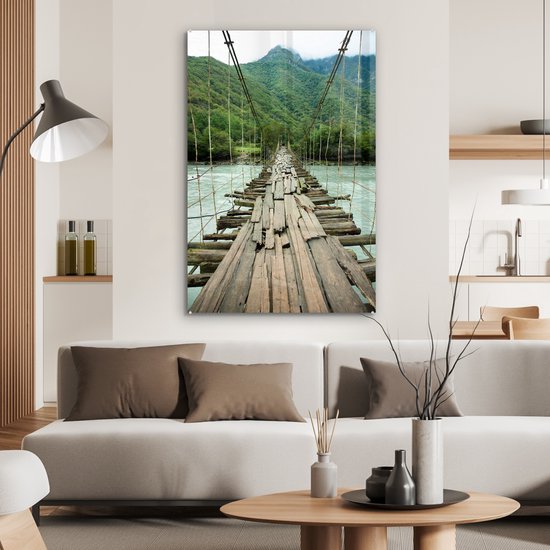 Peinture sur Verre - Pont - Bois - Rivière - 80x120 cm - Peintures sur Verre Peintures - Photo sur Glas