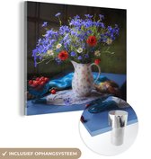 MuchoWow® Glasschilderij 20x20 cm - Schilderij acrylglas - Bloemen - Kleuren - Stilleven - Foto op glas - Schilderijen