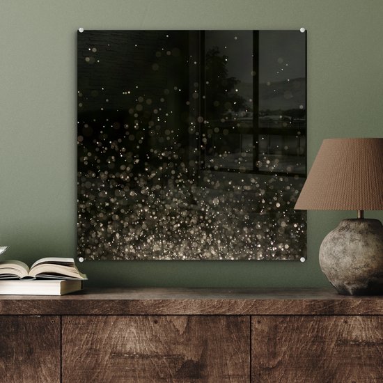 MuchoWow® Peinture sur Verre - Paillettes sur Fond Noir - 50x50 cm - Peintures sur Verre Acrylique - Photo sur Glas