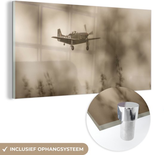 Peinture sur verre - Spitfire dans un ciel sombre et nuageux - 80x40 cm - Peintures sur Verre Peintures - Photo sur Glas